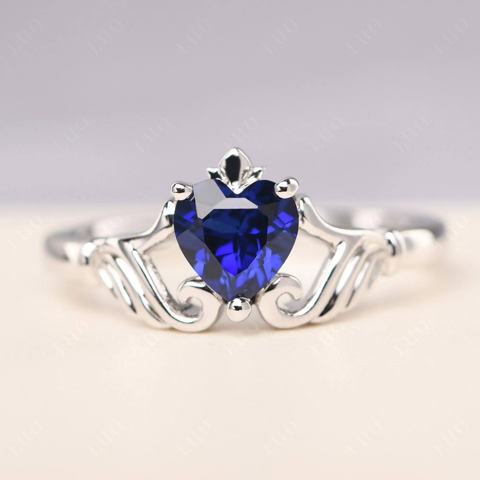 Sapphire Claddagh Engagement Ring - Image 29