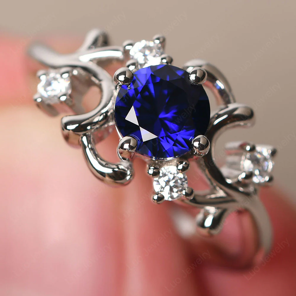 Sapphire Intricate Engagement Ring