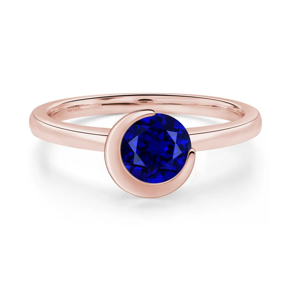 Sapphire Crescent Moon Ring