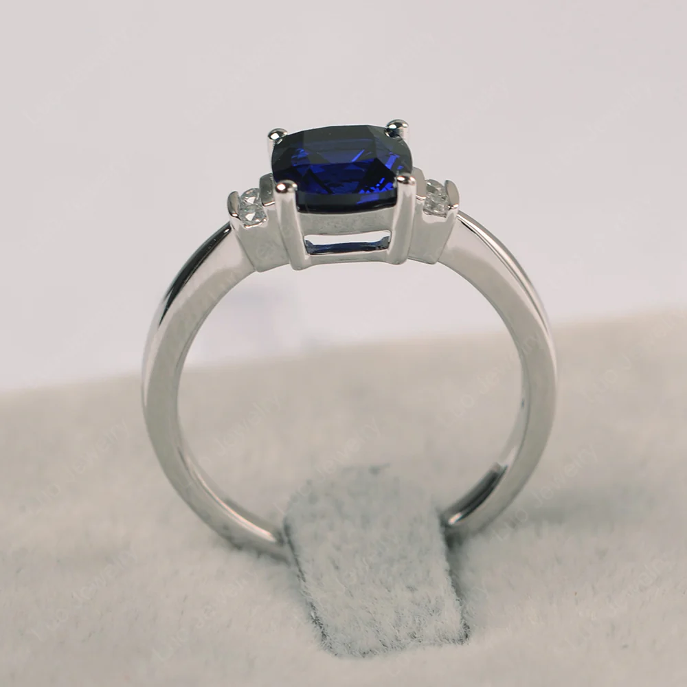 Sapphire Cushion Cut Engagement Ring - Image 3