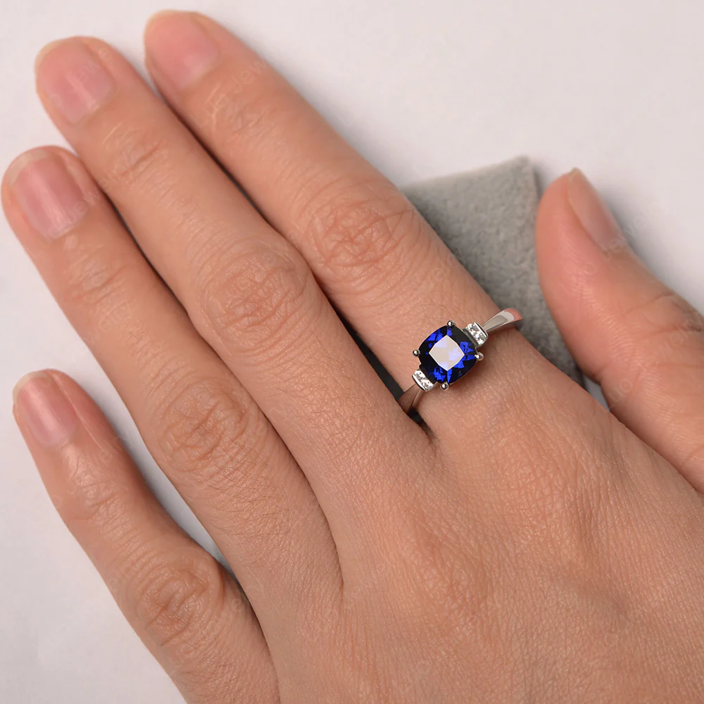 Sapphire Cushion Cut Engagement Ring - Image 4