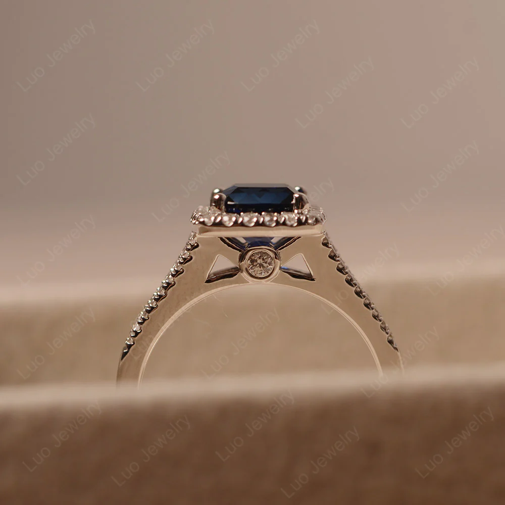 Sapphire Cathedral Cushion Cut Engagement Ring - Image 5
