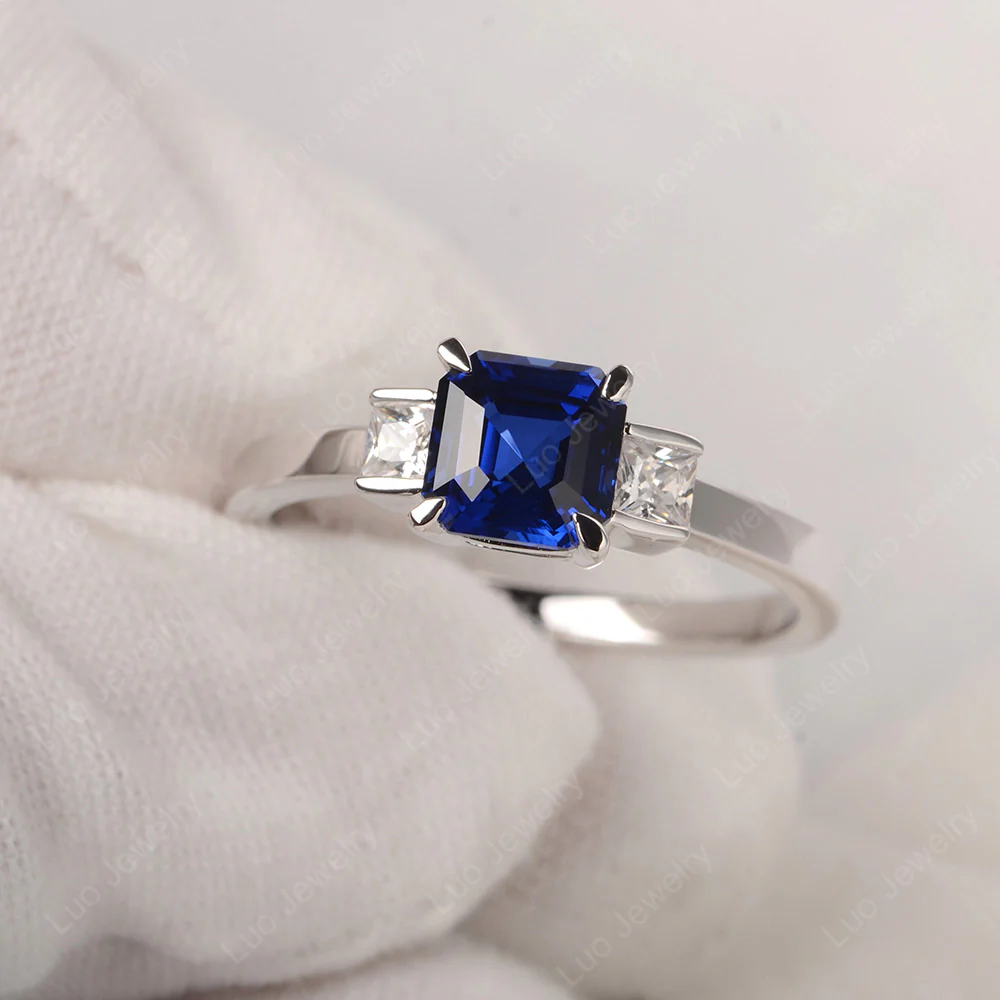 Unique Asscher Cut Sapphire Ring