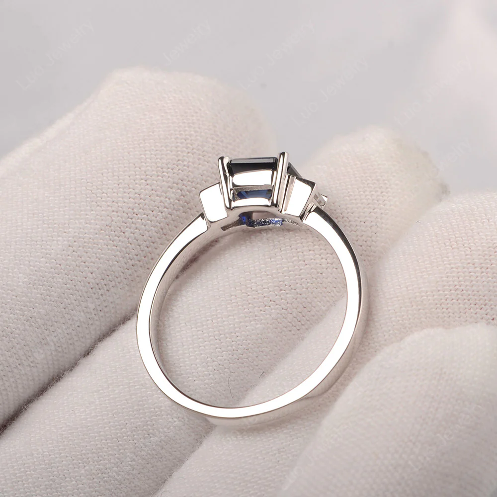 Unique Asscher Cut Sapphire Ring - Image 4