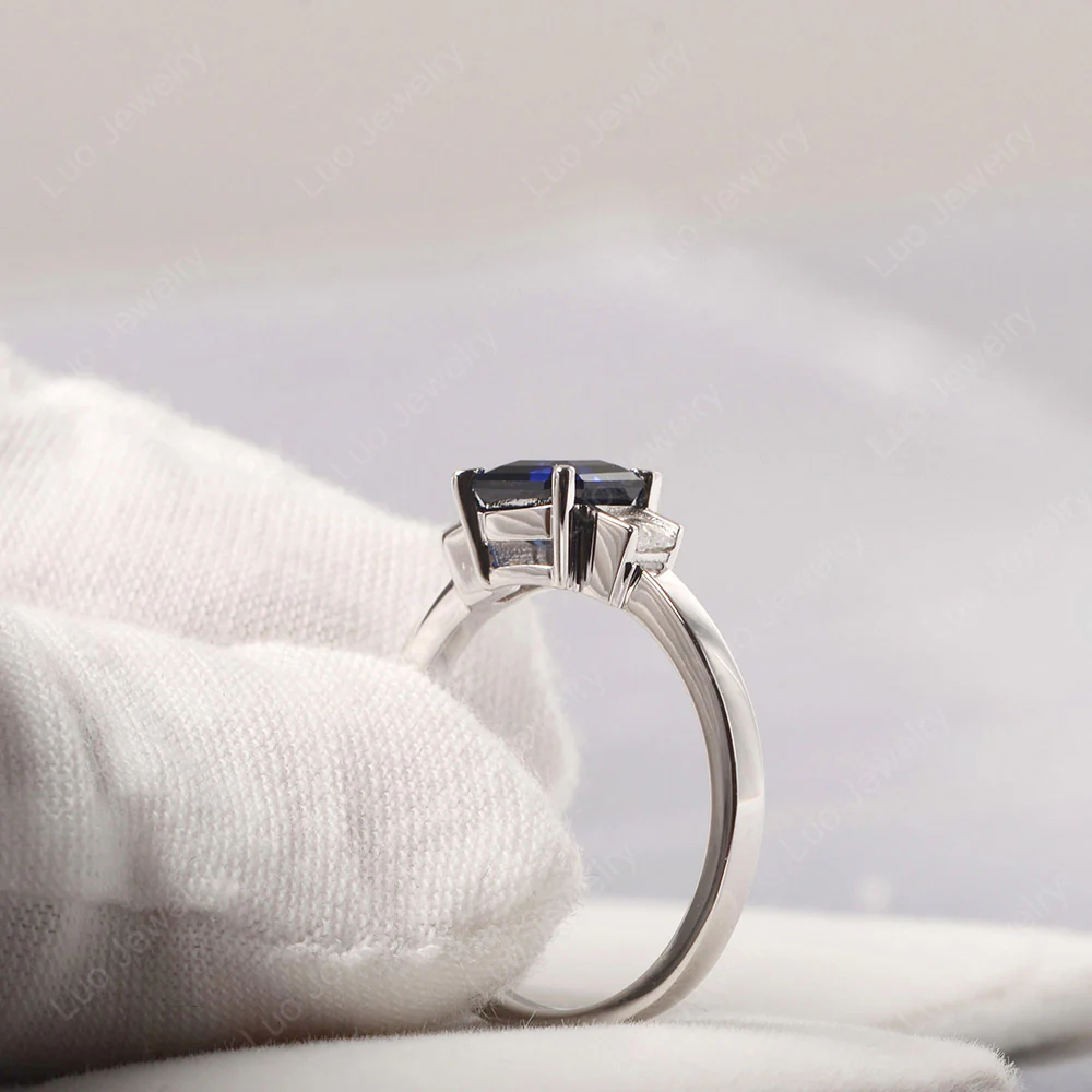 Unique Asscher Cut Sapphire Ring - Image 5