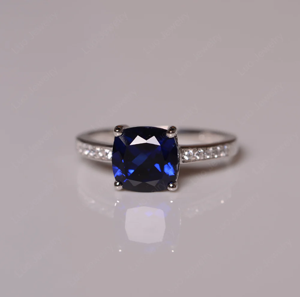 Simple Cushion Cut Sapphire Promise Ring - Image 3