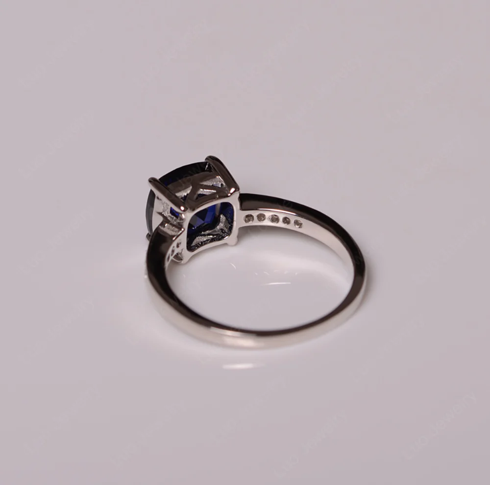 Simple Cushion Cut Sapphire Promise Ring - Image 4