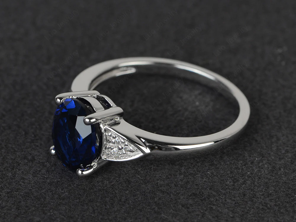 Simple Oval Cut Sapphire Engagement Ring - Image 2