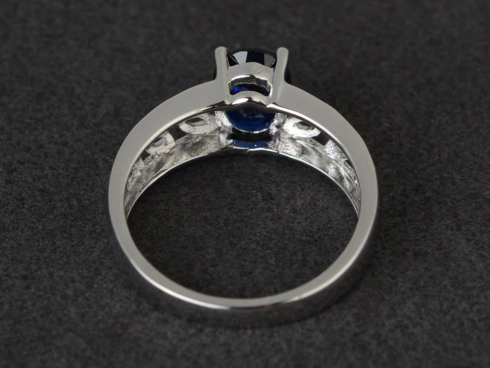 Sapphire Engagement Ring Wide Band - Image 3