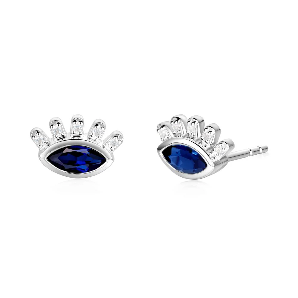 Sapphire Evil Eye Stud Earrings - Image 3