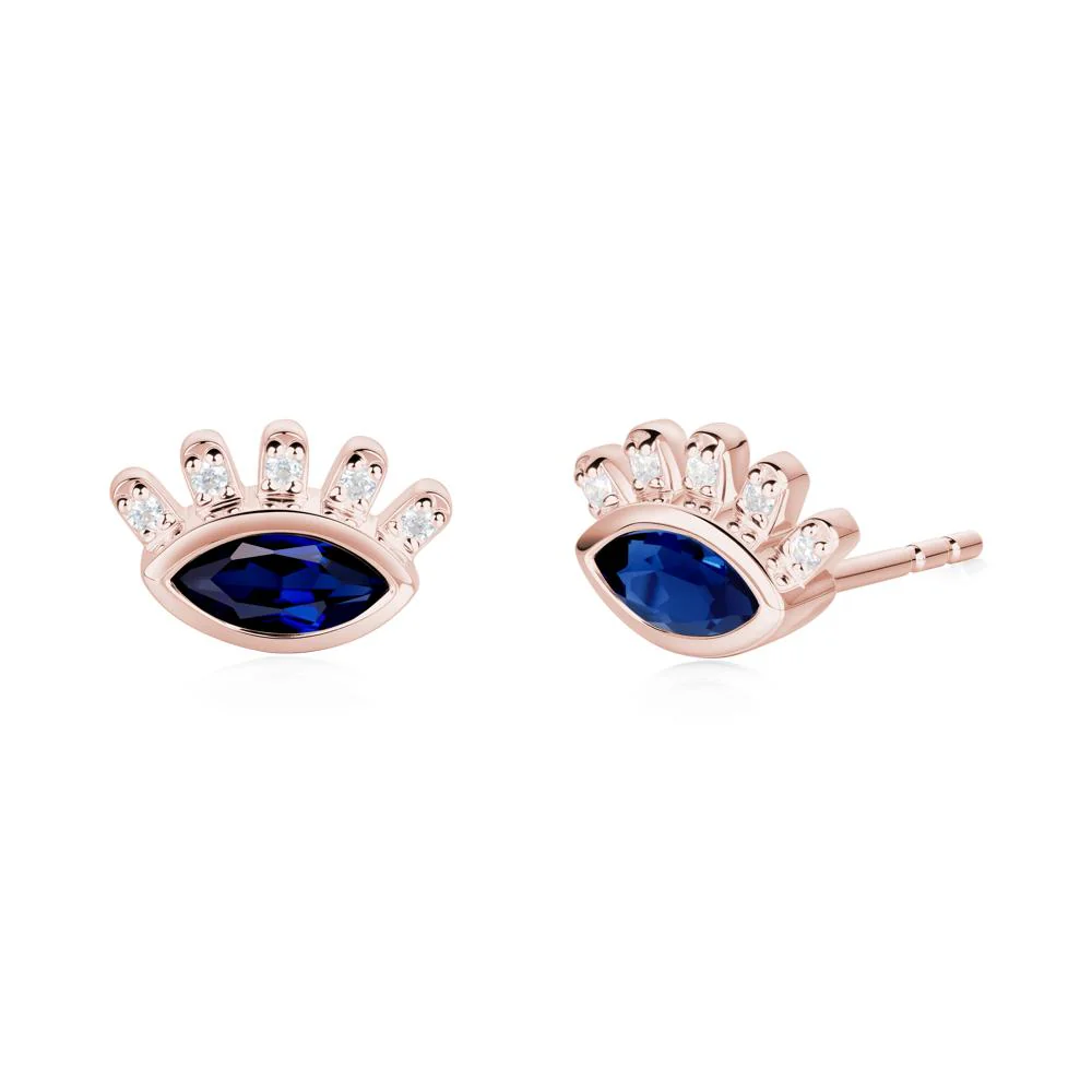 Sapphire Evil Eye Stud Earrings - Image 4