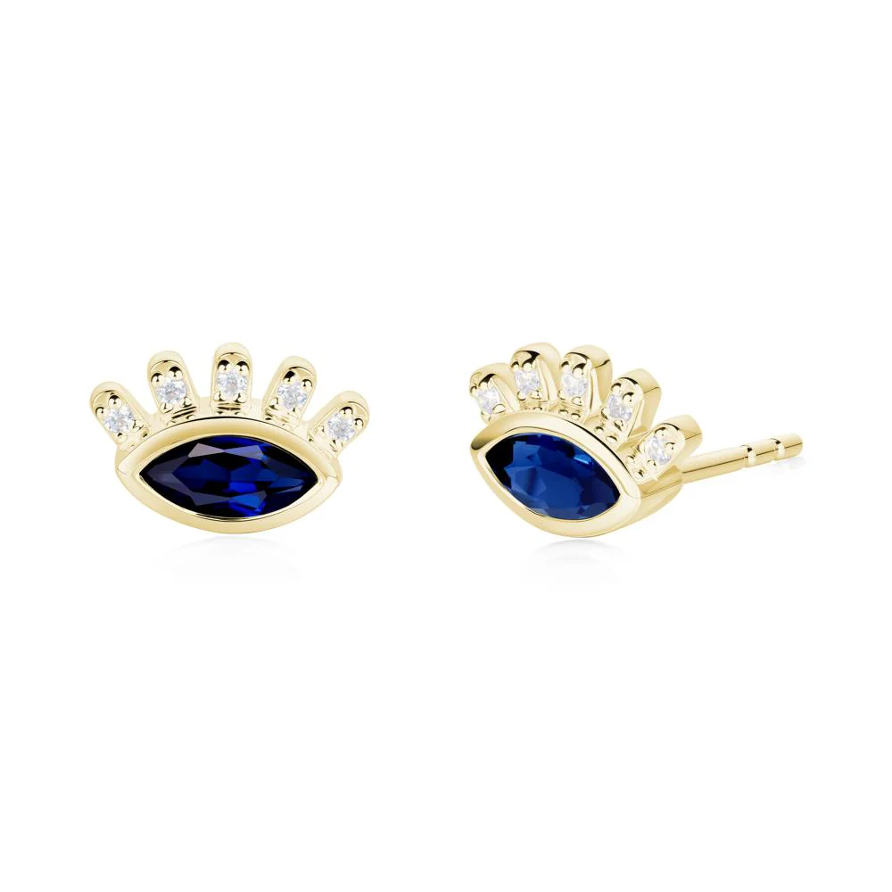 Sapphire Evil Eye Stud Earrings - Image 6