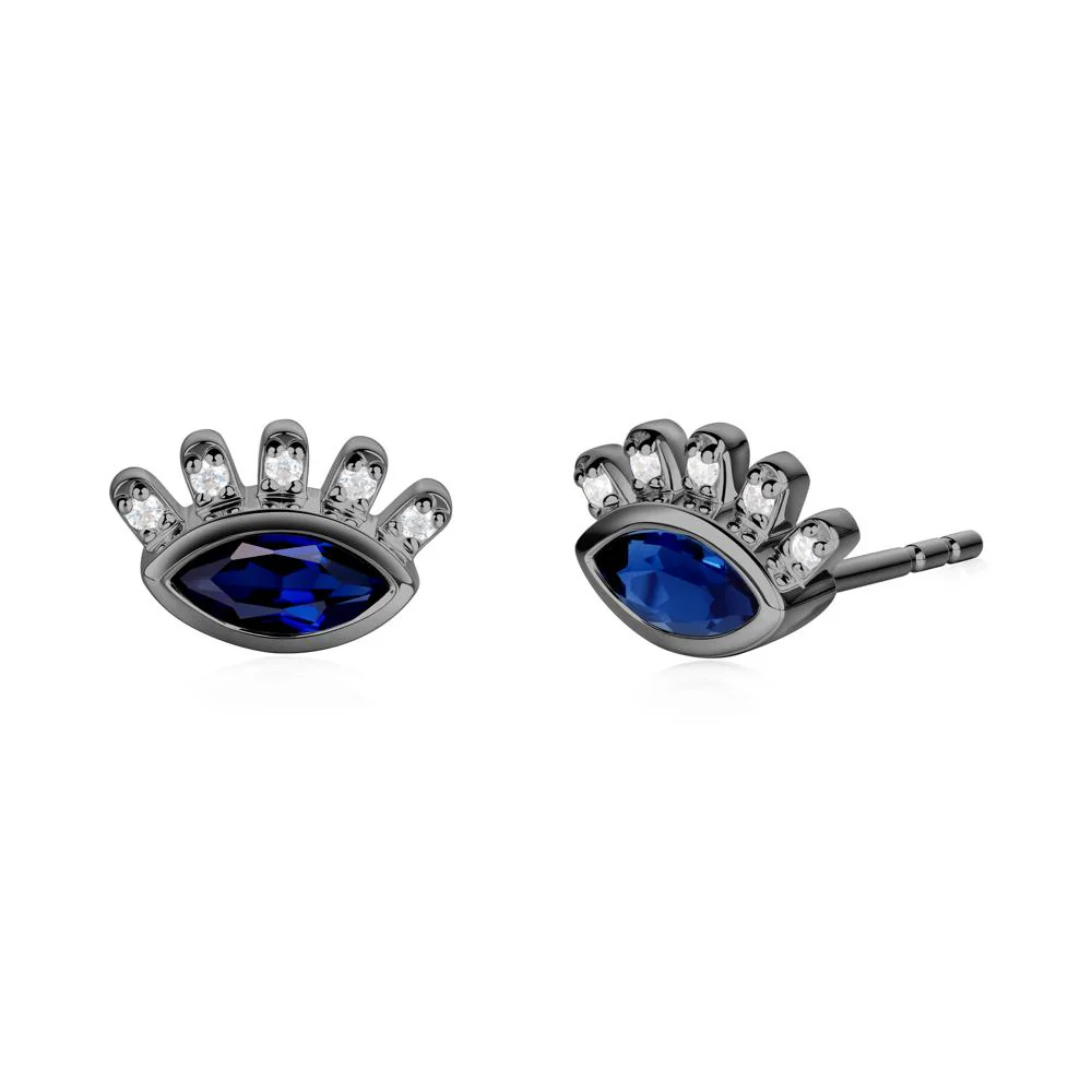 Sapphire Evil Eye Stud Earrings - Image 7