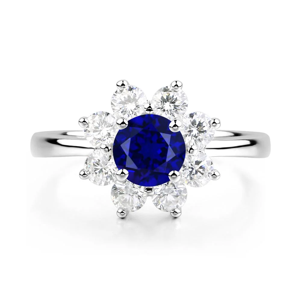 Sapphire Sunburst Engagement Ring - Image 3