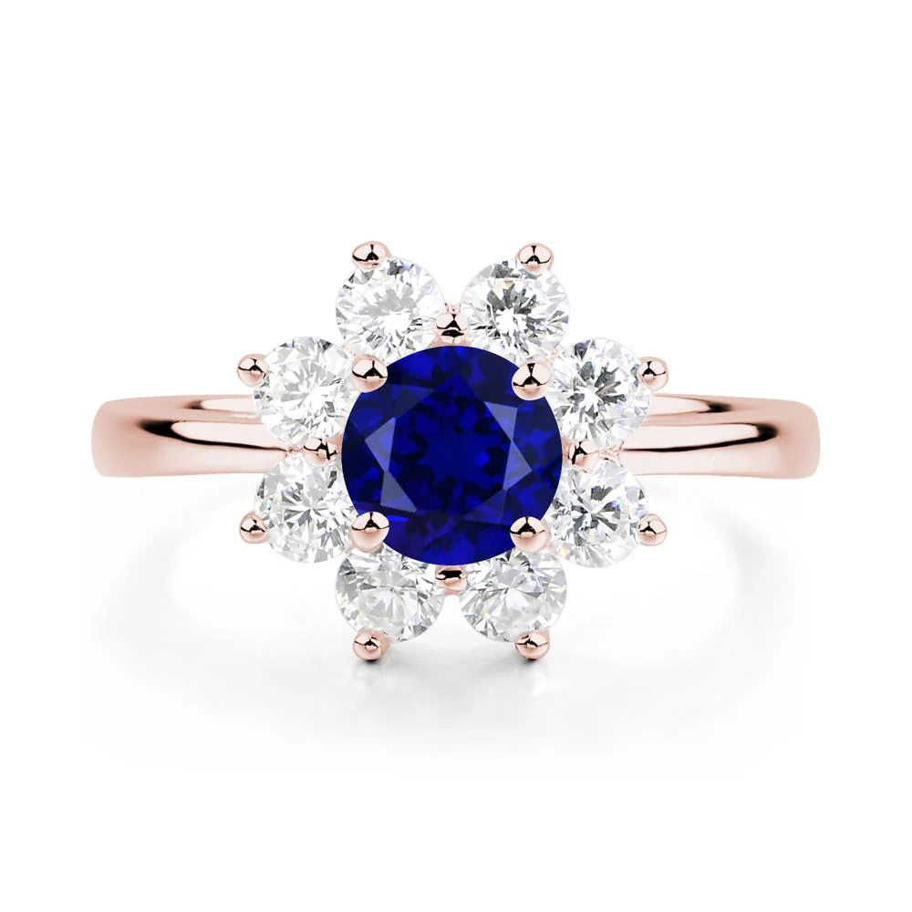 Sapphire Sunburst Engagement Ring - Image 8