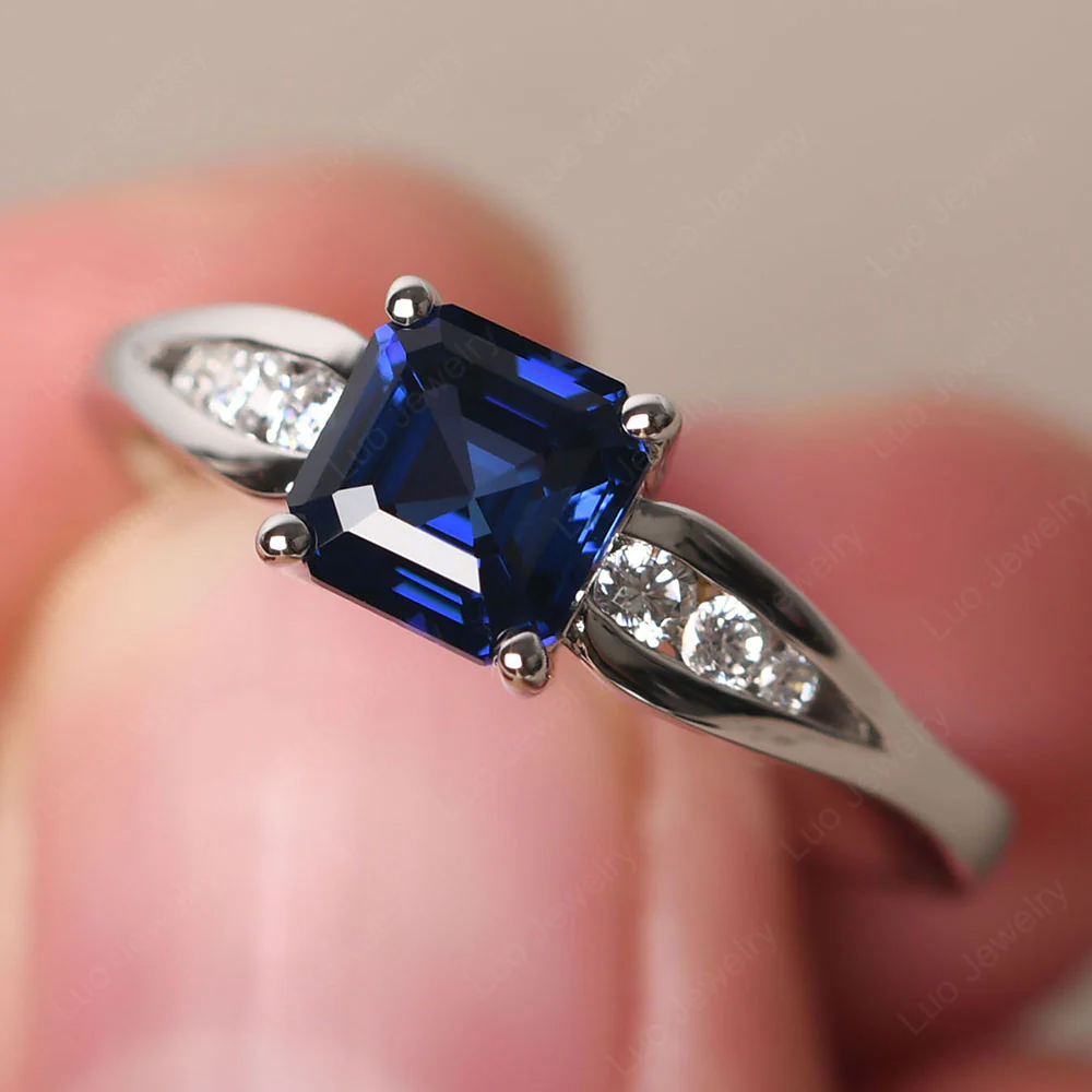 Sapphire Ring with Channel Set Band - Image 3
