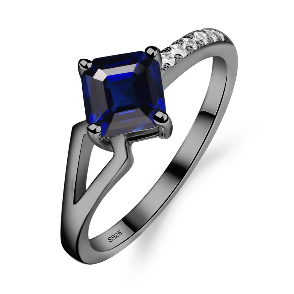 Sapphire Ring Asscher Engagement Ring - Image 2