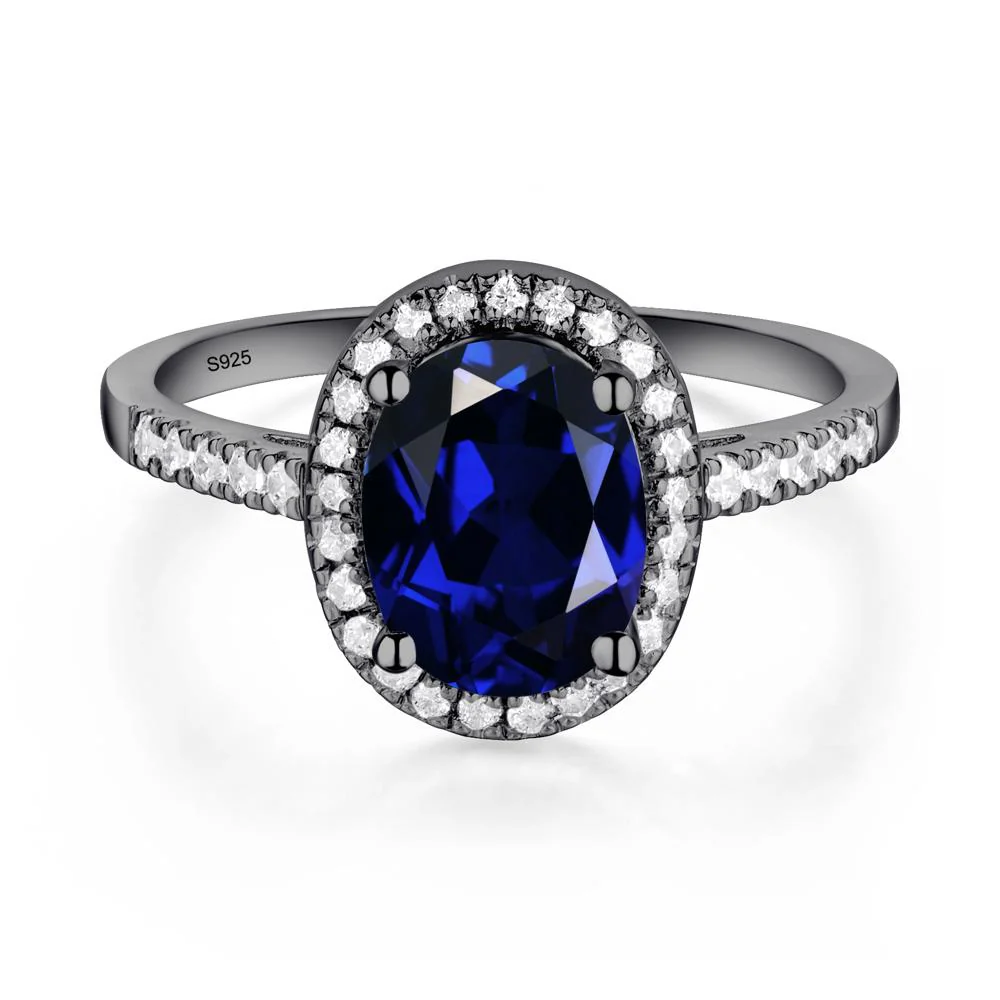 Oval Sapphire Halo Ring