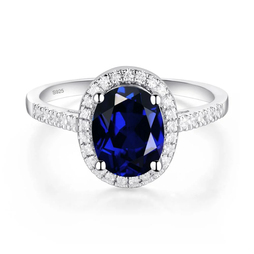 Oval Sapphire Halo Ring - Image 2