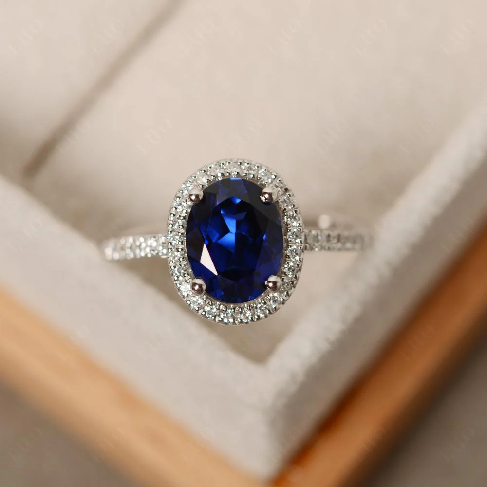 Oval Sapphire Halo Ring - Image 30