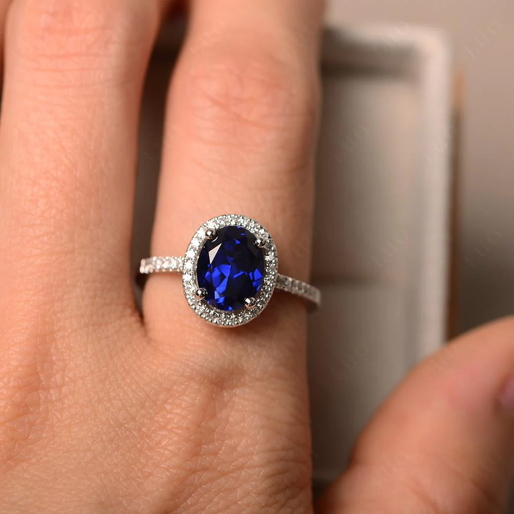 Oval Sapphire Halo Ring - Image 33