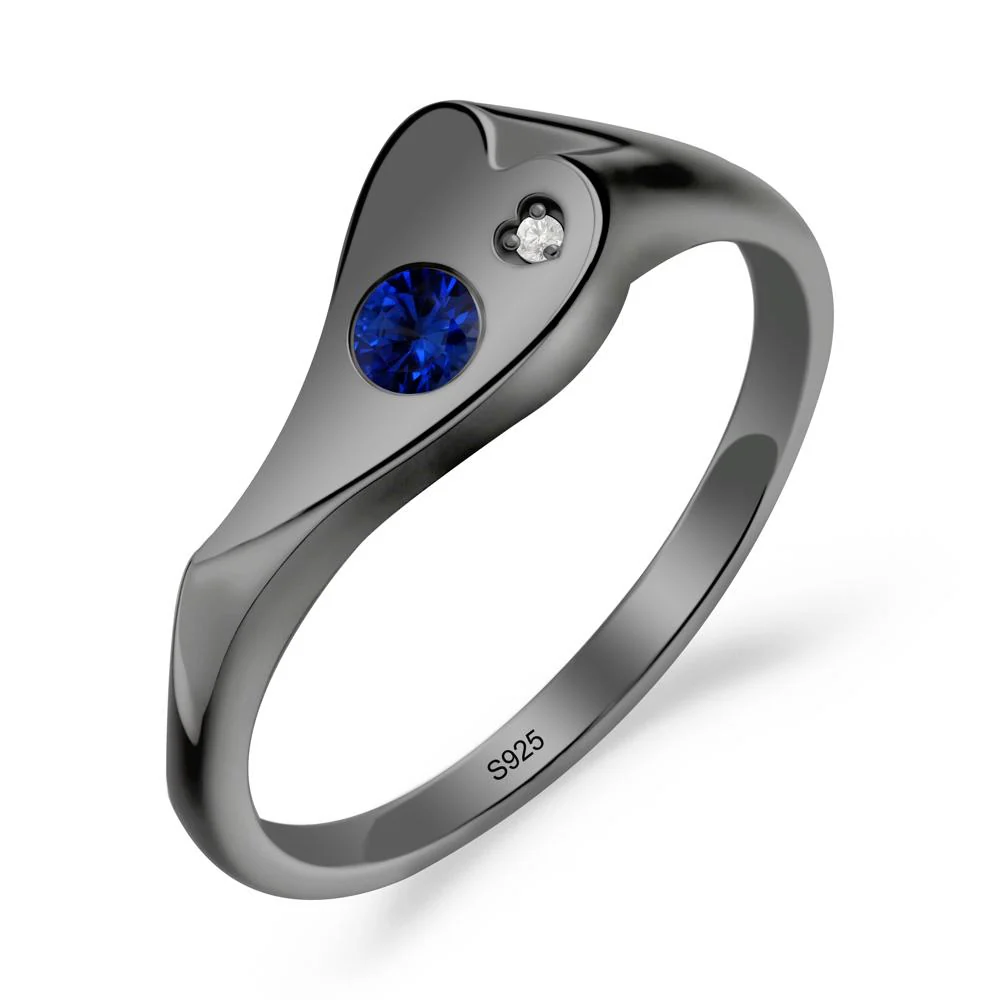 Sapphire Heart Shaped Engagement Ring - Image 2