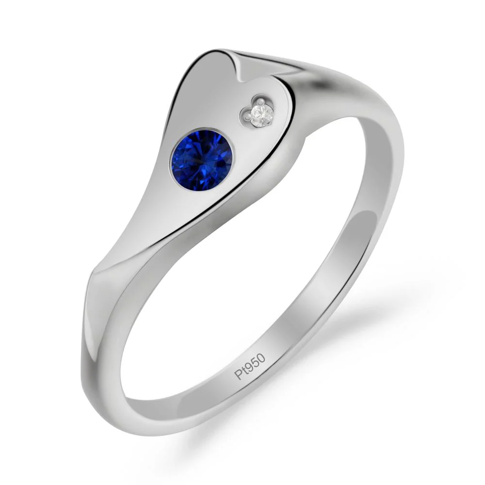 Sapphire Heart Shaped Engagement Ring - Image 7