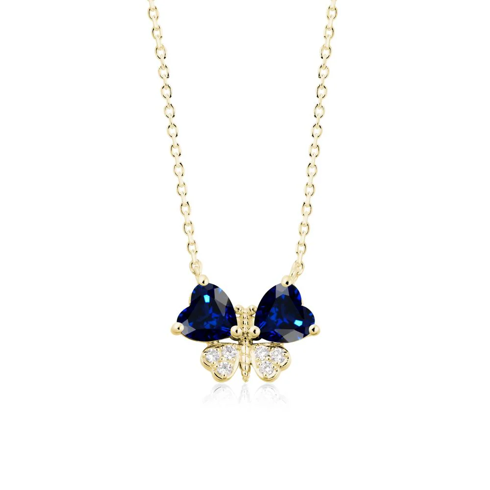 Sapphire Heart Shaped Wings Butterfly Necklace - Image 6