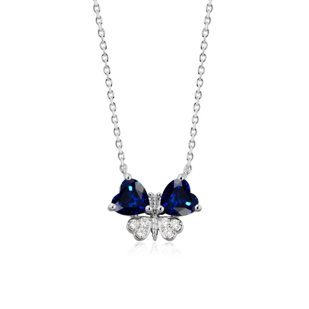Sapphire Heart Shaped Wings Butterfly Necklace - Image 8