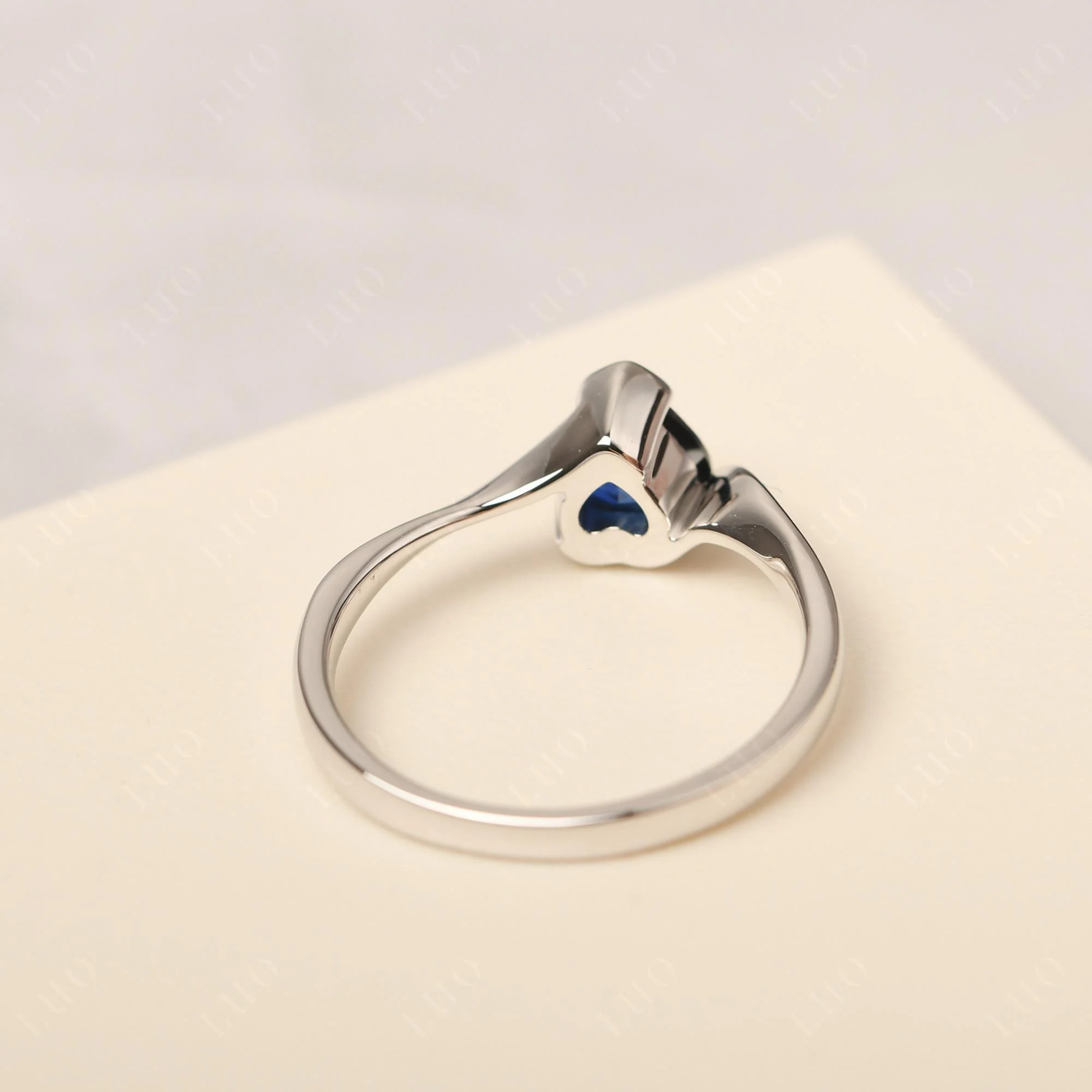 Sapphire Heart Shape Solitaire Ring - Image 13