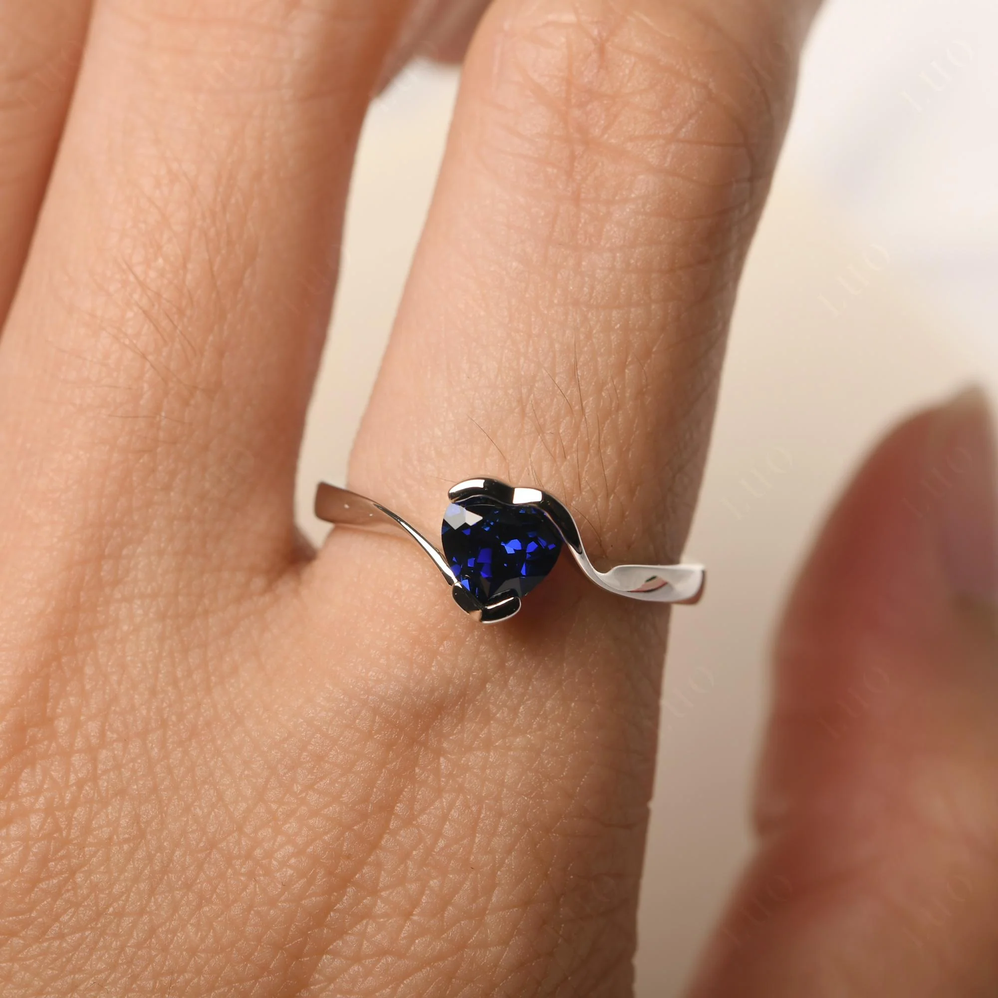 Sapphire Heart Shape Solitaire Ring - Image 15