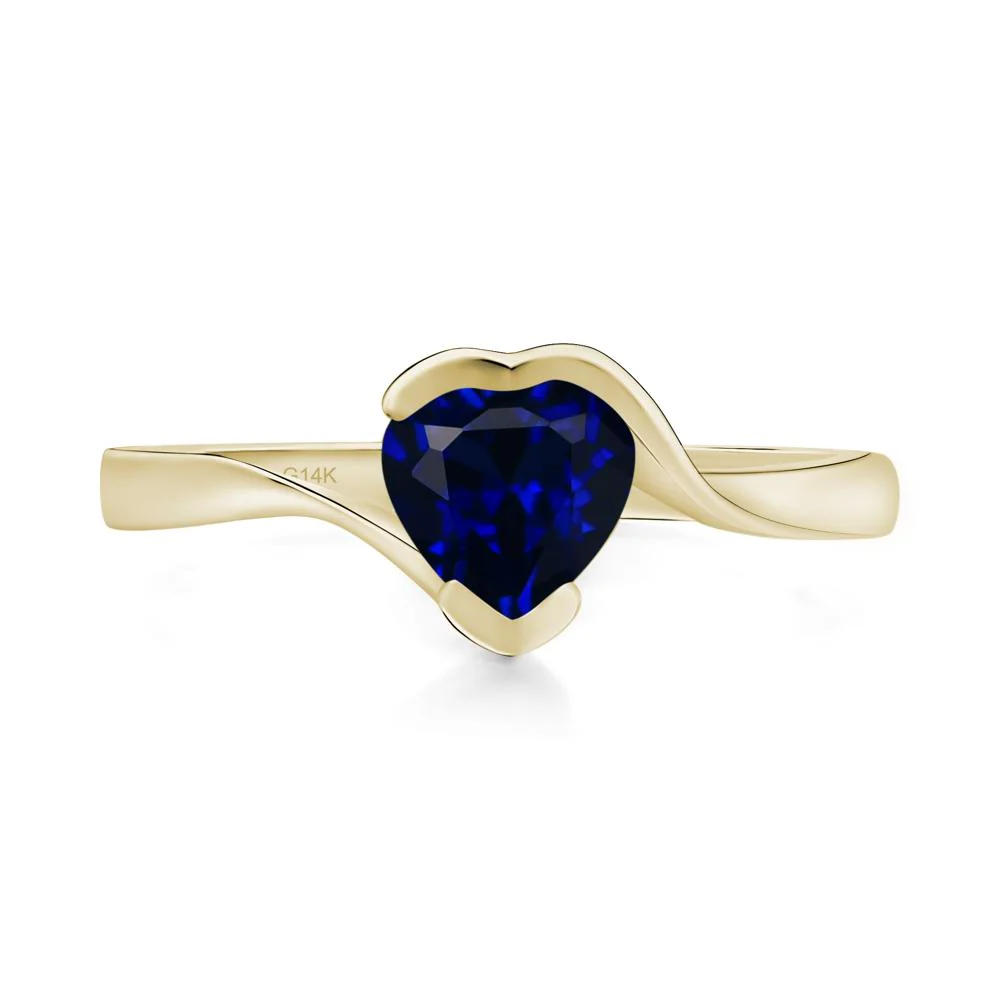 Sapphire Heart Shape Solitaire Ring - Image 4