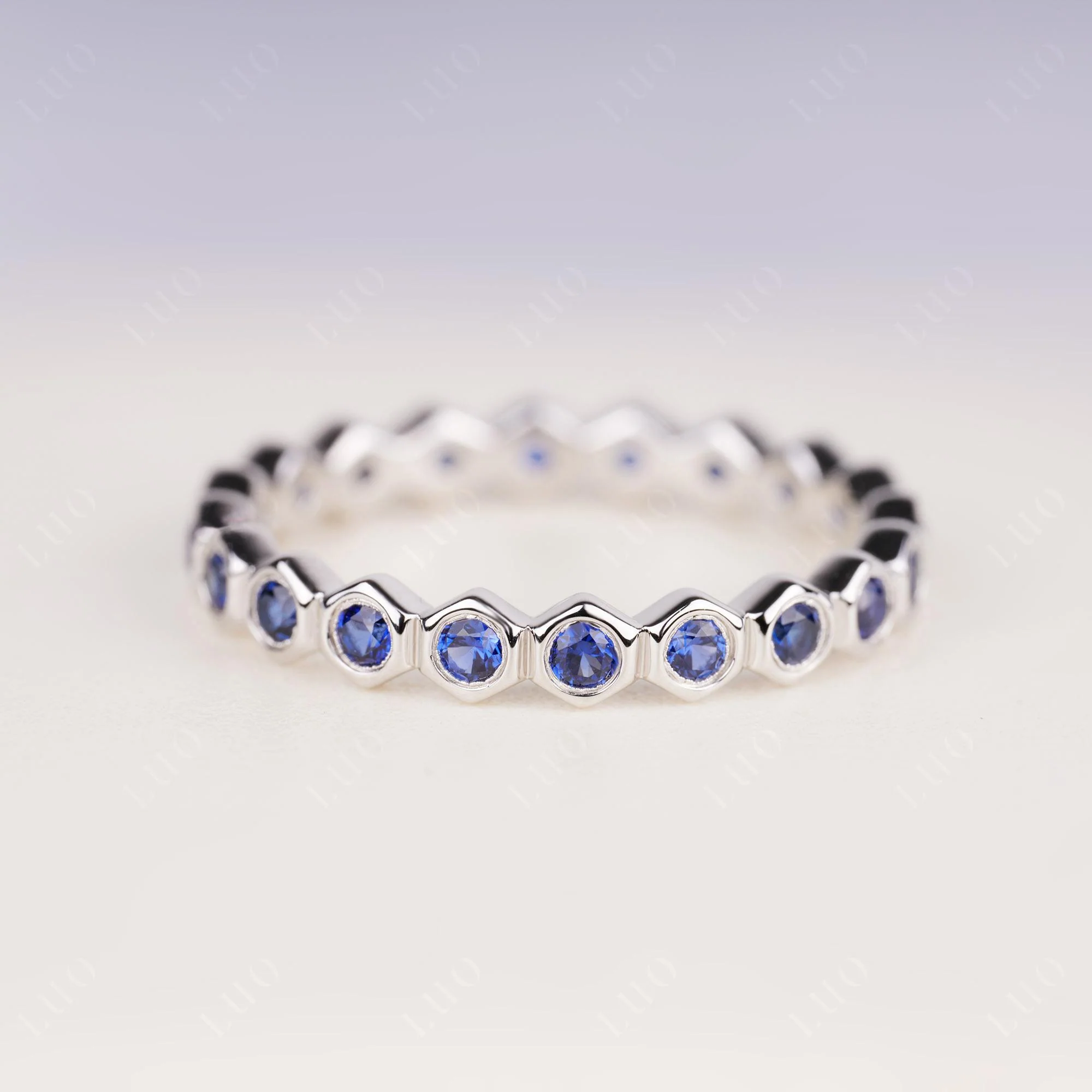 Sapphire Hexagon Wedding Ring