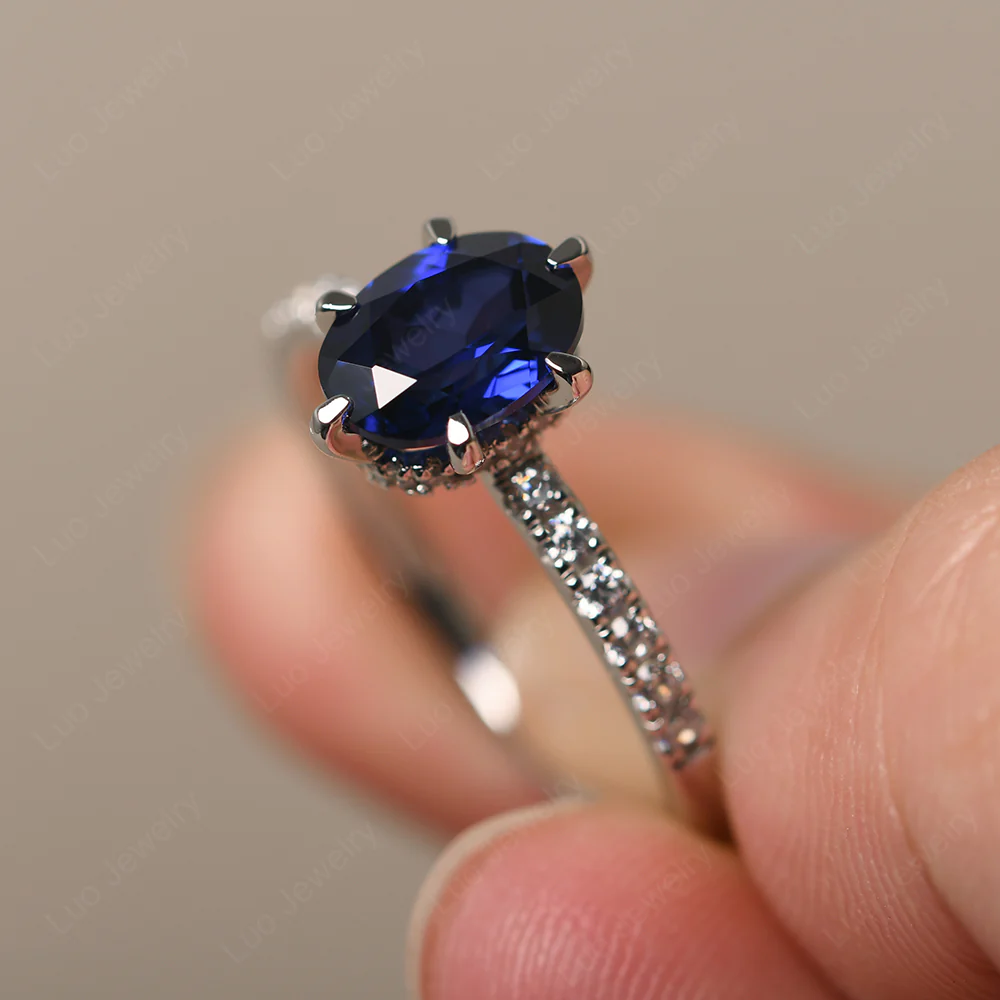 Sapphire Hidden Halo Ring - Image 2