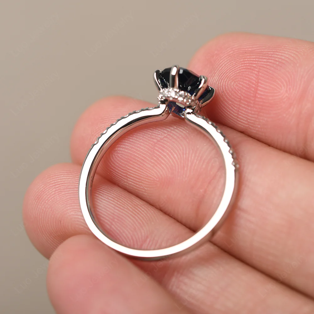 Sapphire Hidden Halo Ring - Image 3