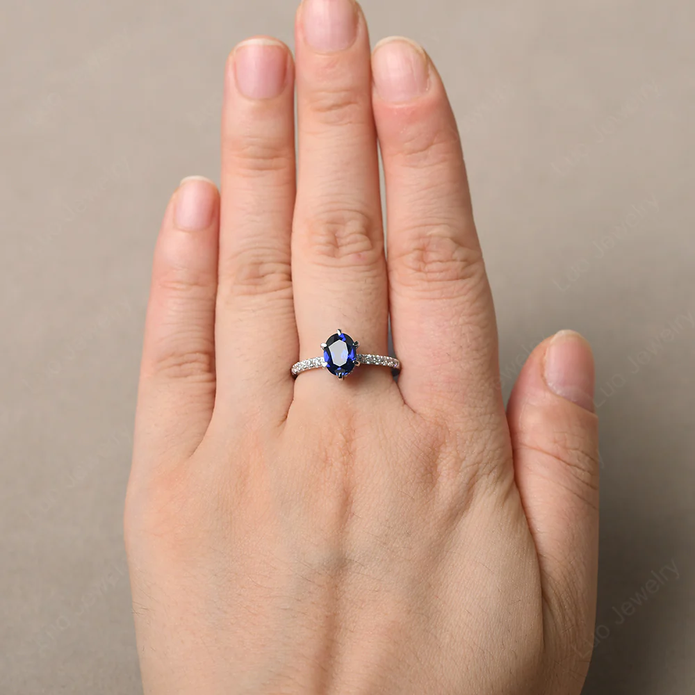 Sapphire Hidden Halo Ring - Image 5