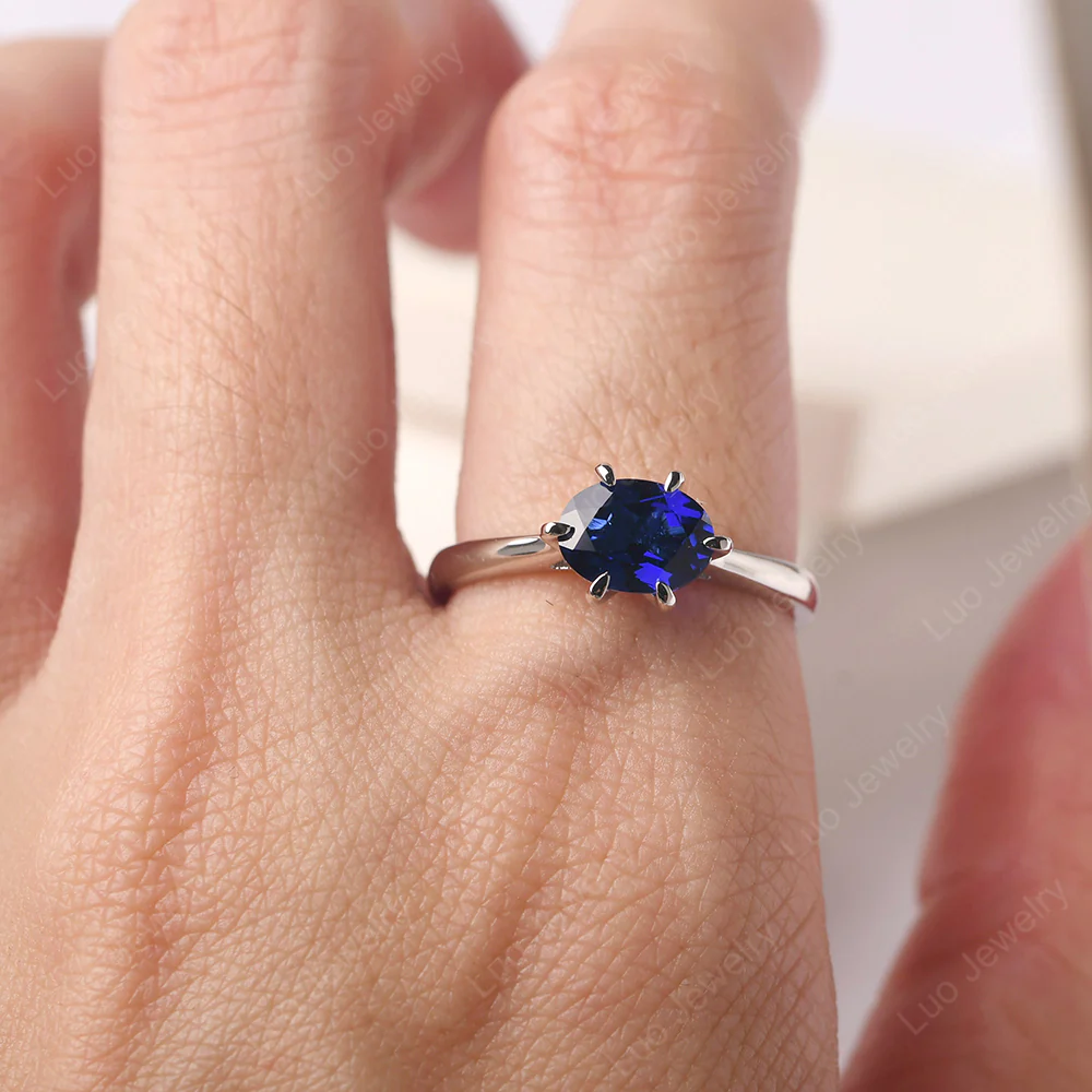 Sapphire Claw Prong Engagement Ring - Image 5