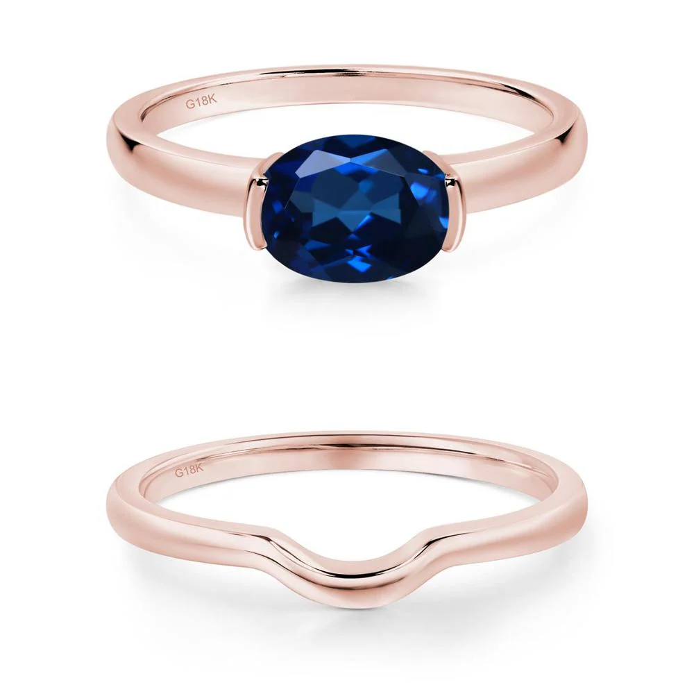 Oval Sapphire Horizontal Engagement Ring - Image 13