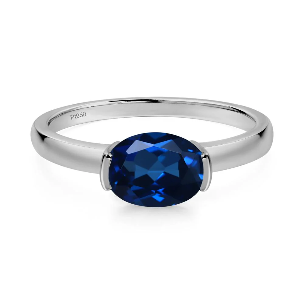Oval Sapphire Horizontal Engagement Ring - Image 6