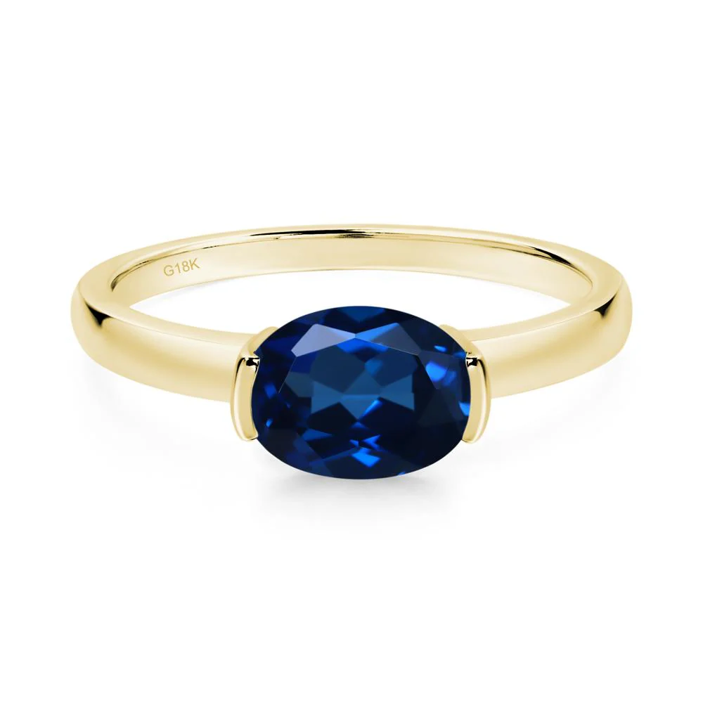 Oval Sapphire Horizontal Engagement Ring - Image 8
