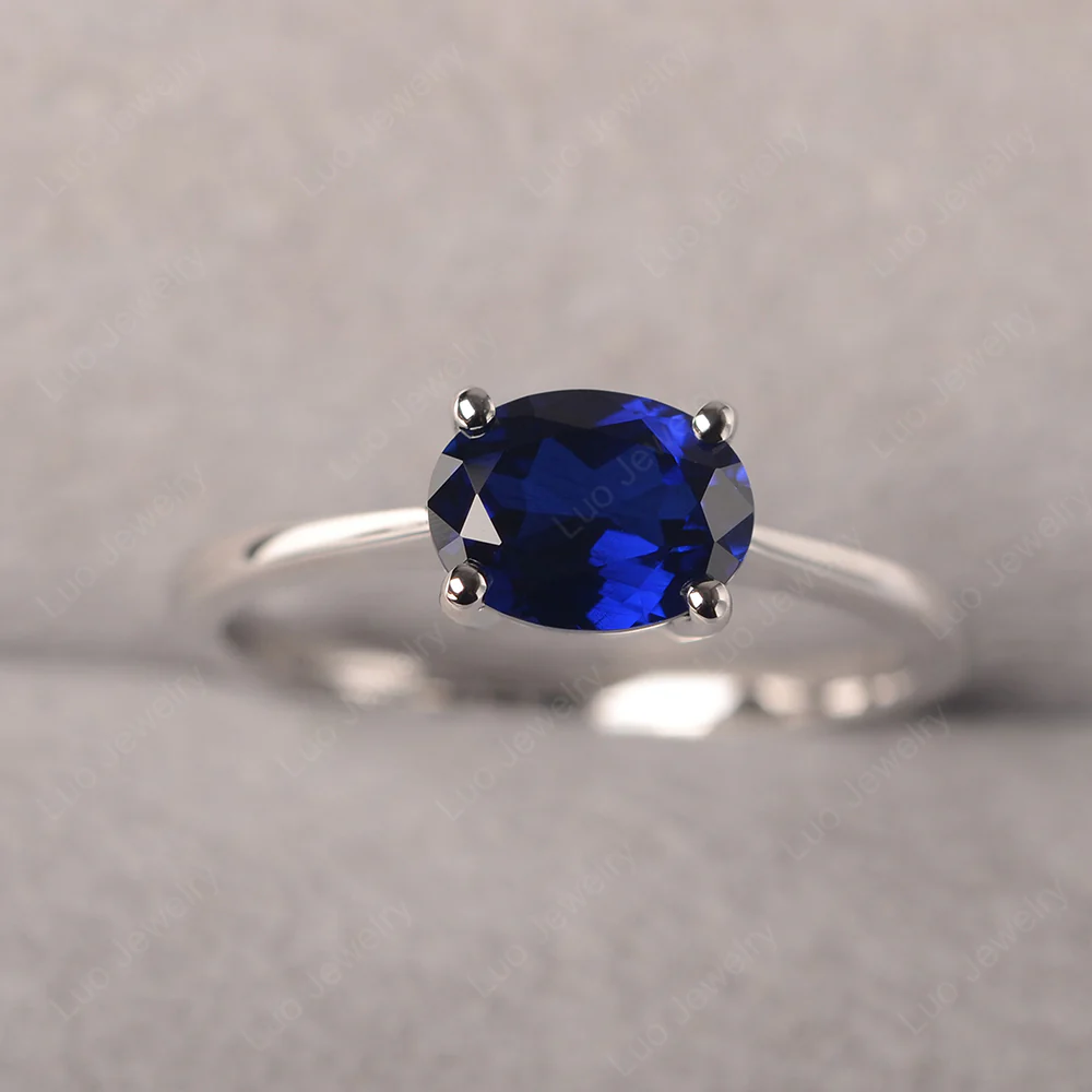 Sapphire Oval Solitaire Engagement Ring