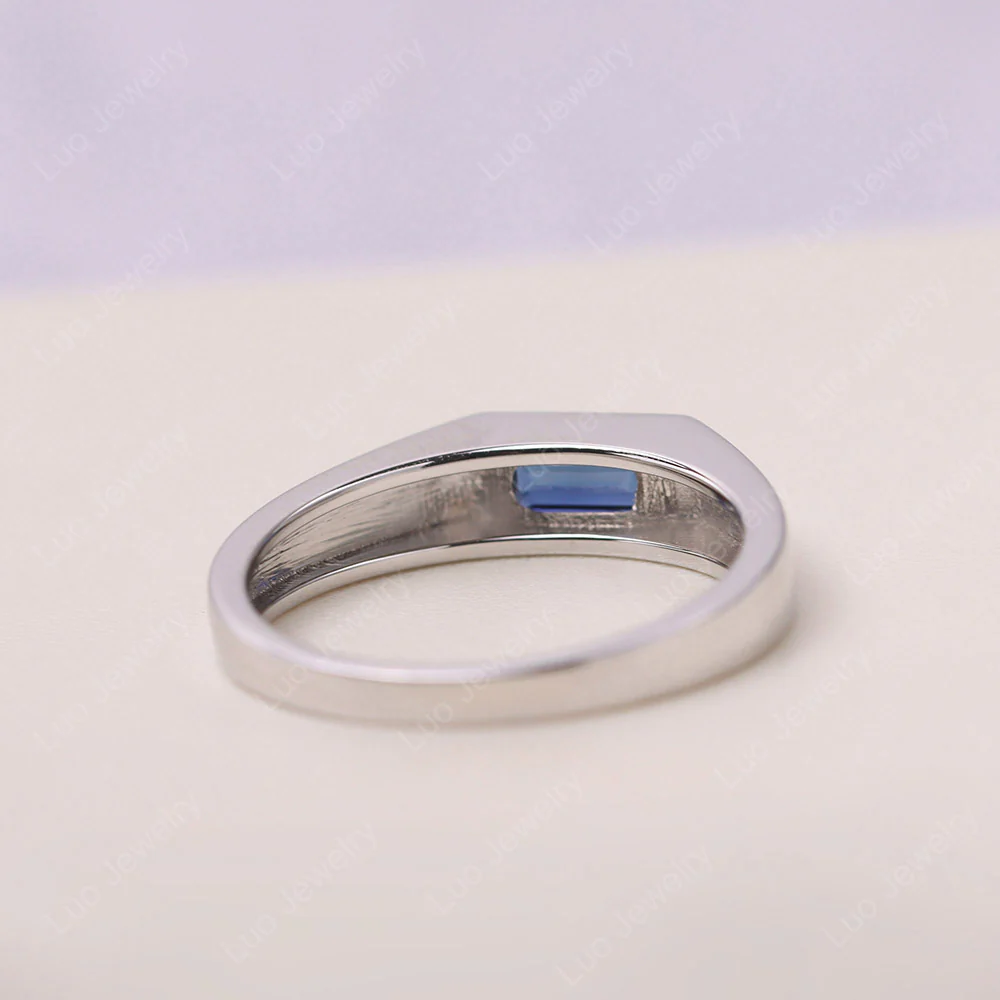 Sapphire Bezel Baguette Engagement Ring - Image 3