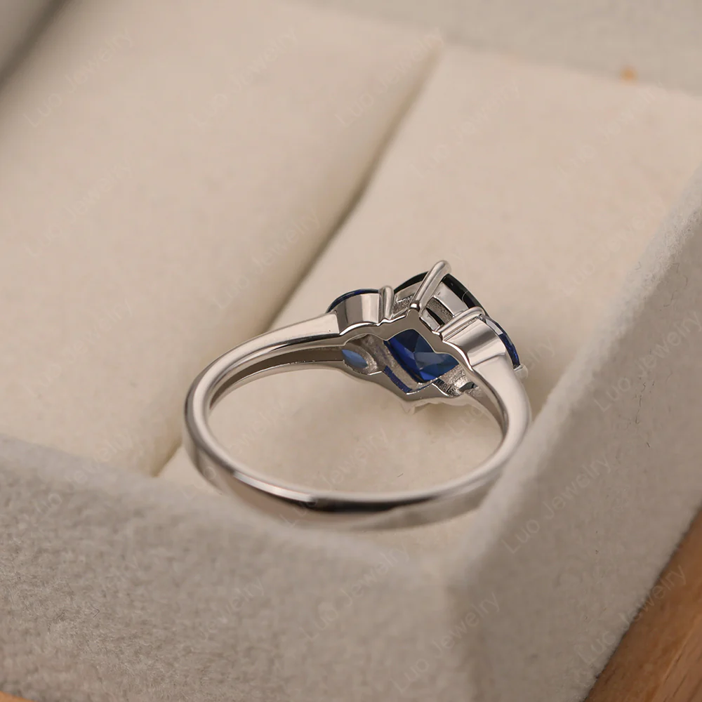 Sapphire Kite Set Cushion Engagement Ring - Image 3