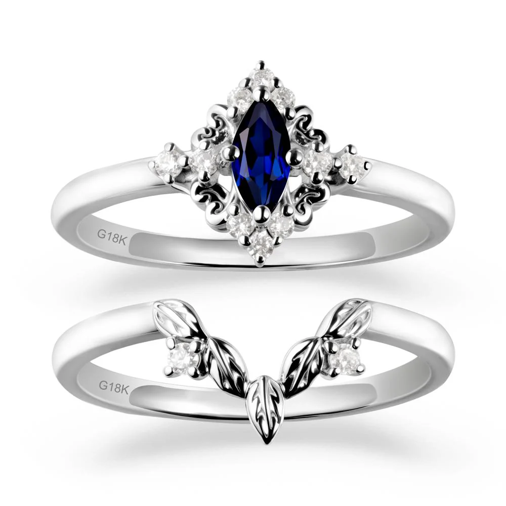 Sapphire Leaf Inspired Leaf Inspired Ring Sets - Image 5