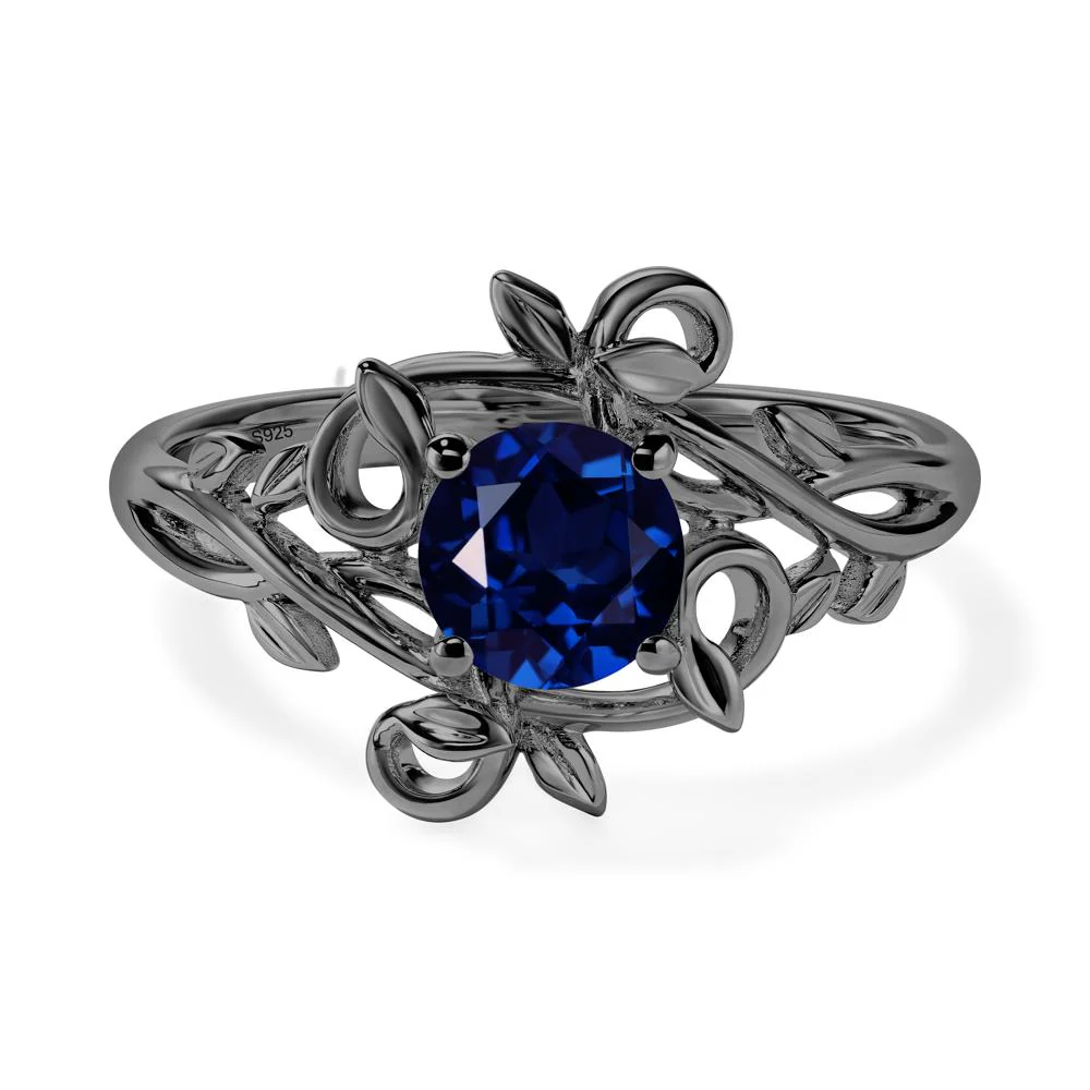 Sapphire Leaf and Vine Engagement Ring - Image 2