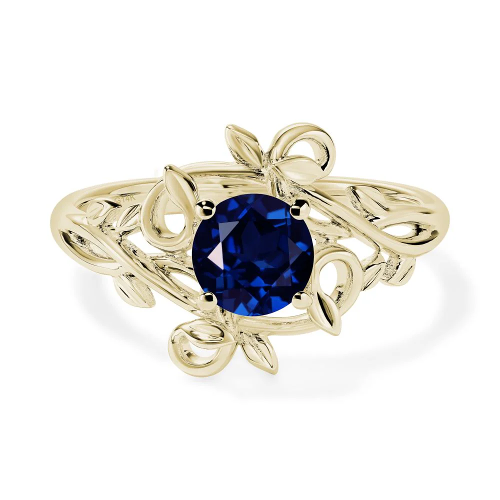 Sapphire Leaf and Vine Engagement Ring - Image 4