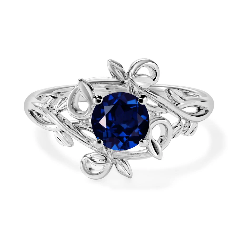 Sapphire Leaf and Vine Engagement Ring - Image 7