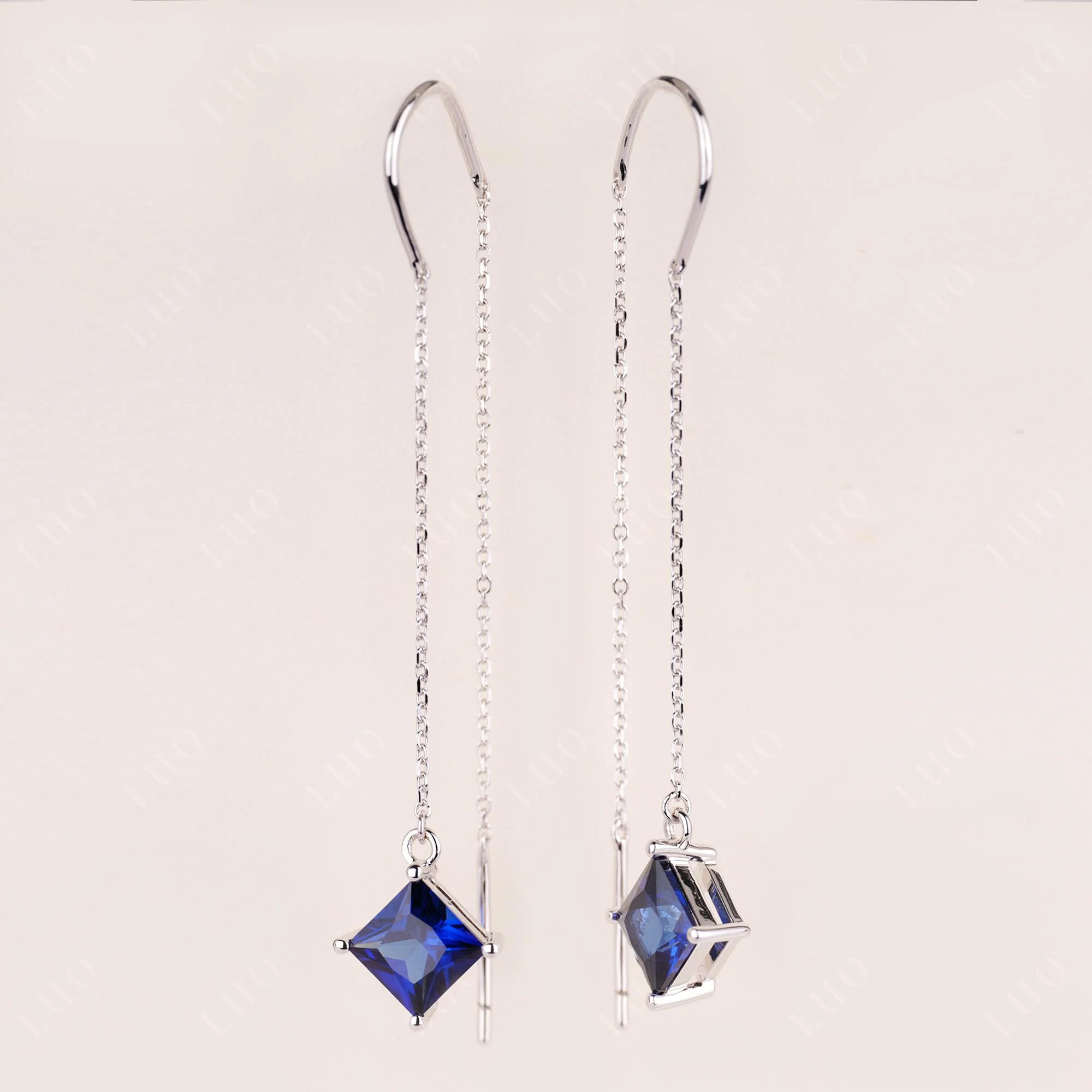 Sapphire Long Dangle Earrings - Image 2