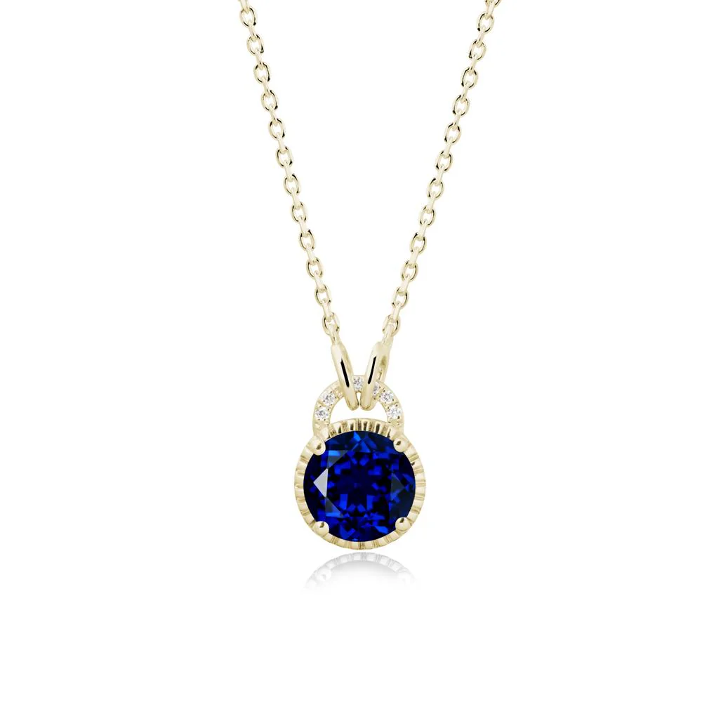 Sapphire Necklace with Sculpted Halo - Image 3