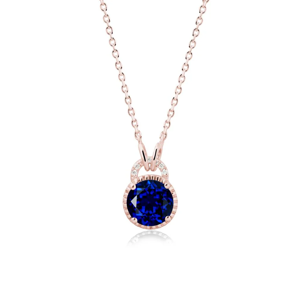 Sapphire Necklace with Sculpted Halo - Image 4